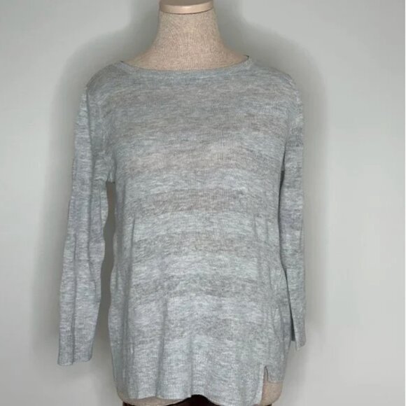 Lilla P Women's Broad Stripe Linen Blend Gray Boatneck Sweater Size Small - Picture 1 of 7